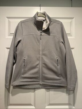 The North Face Light Gray Full-Zip Sherpa-Lined Fleece Jacket